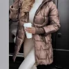 vêtements en coton à capuche pour femmes, manteau parka à manches longues, couleur unie, fermeture éclair, mode automne hiver