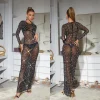 robe de plage en maille transparente à manches longues pour femmes, robe à paillettes, robe fendue, mince, sexy, couverture maxi, mode féminine, nouveau