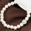 ensembles de bijoux en perles blanches pour femmes, boule de strass de luxe, collier, boucles d'oreilles, bracelets