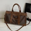 Sac de voyage élégant en cuir – Sac de week-end réglable et de grande capacité avec fermeture à glissière et sangles en cuir durables