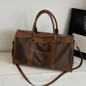Sac de voyage élégant en cuir – Sac de week-end réglable et de grande capacité avec fermeture à glissière et sangles en cuir durables