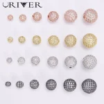 Perles pour la fabrication de bijoux, accessoires de couleur or argent, perles d&rsquo;espacement en Zircon pavé, chaîne de perles, collier, Bracelet, chaîne, breloques