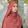 Écharpe de style ethnique imprimée de luxe, longue écharpe hijab en jacquard avec pompon, foulard fin en noix de cajou pour femme