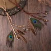 Bandeau femme mode bandeau indien chapeaux plume coiffure cheveux accessoires GiftRetro Boho paon plume tressé corde