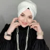 Musulman perle blanc Modal Hijab mode sous-capuchon Abaya Hijabs pour femme Abayas Jersey foulard robe femmes Turbans Turban casquette