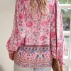 décontracté col en v à manches longues blouses chemises haut pour femme vintage rayonne coton imprimé fleuri blouse chemise automne boho plage blusas