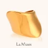 La. Muses – bague minimaliste en acier inoxydable pour femmes, Surfaces lisses géométriques, bijoux de luxe de haute qualité, étanches