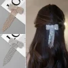 Épingle à cheveux à franges avec nœud en strass pour femmes, pince à cheveux de tempérament à la mode, accessoires de cheveux de luxe légers coréens, couleur or argent