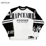 Maillot de baseball Harajuku pour hommes et femmes, t-shirt à manches longues, streetwear gothique Y2K, vêtements décontractés, BF