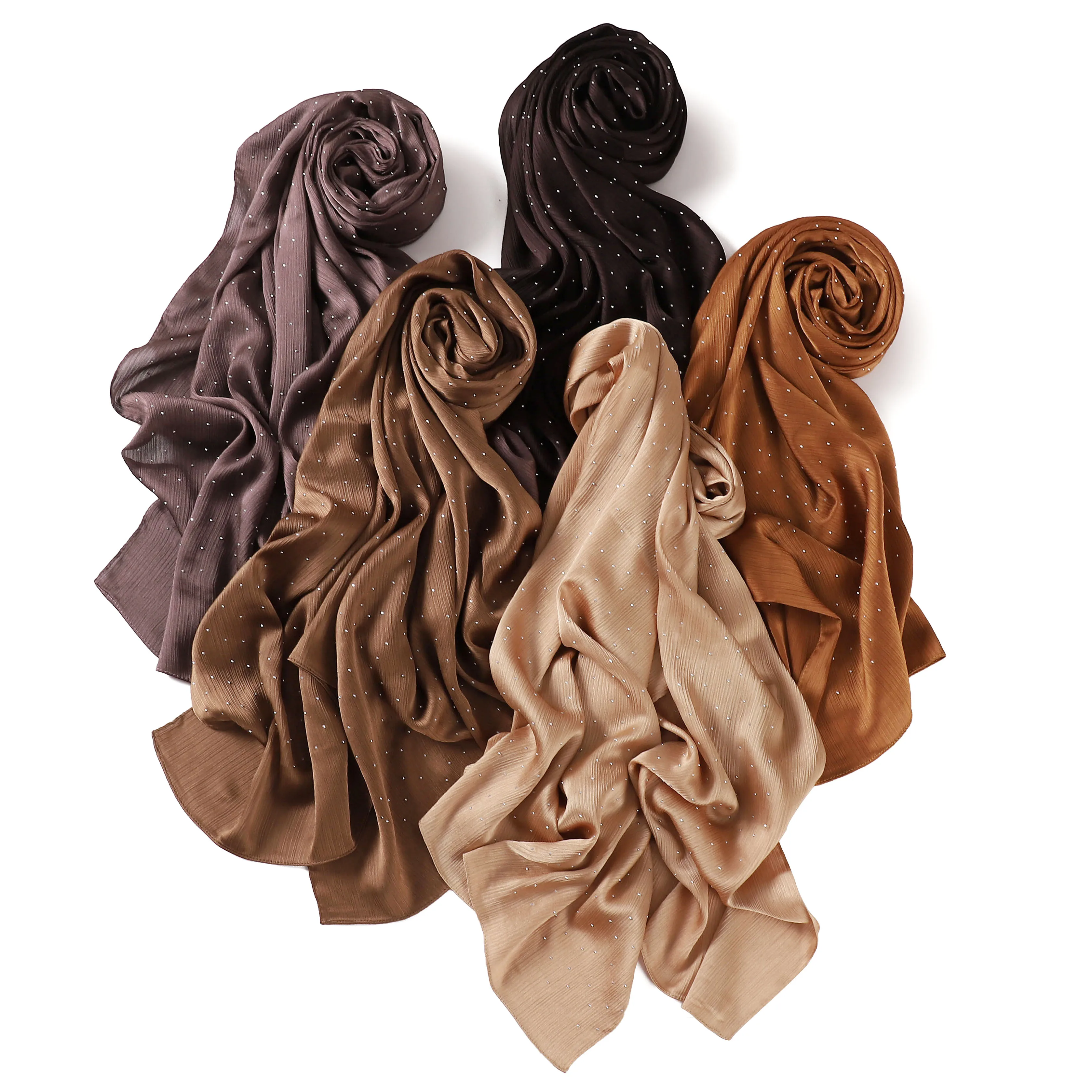 Longue écharpe en satin froissé brillant pour femme, écharpes d'été douces, écharpe de sauna déformable, hijab musulman en biscuits, châle rond lisse