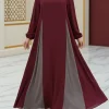 zanzea modeste hijabs abaya robes femmes robes longues élégant col rond manches longues contraste couleur patchwork musulman ample maxi robe
