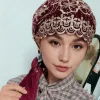 Casquettes de chapeau brodées islamiques pour femmes, bandeau Hijab musulman, écharpe instantanée, Turban musulman, Bandana splendide
