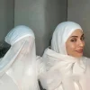 1 pièces plaine instantanée hijab bulle en mousseline de soie avec tube modal ensemble de casquette femme musulmane hijab intérieur écharpe décontractée longue écharpe turban islamique