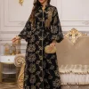 abaya musulman noir élégant, broderie florale noire, vêtements islamiques polyvalents et modeste avec style culturel arabe pour décontracté de dubaï