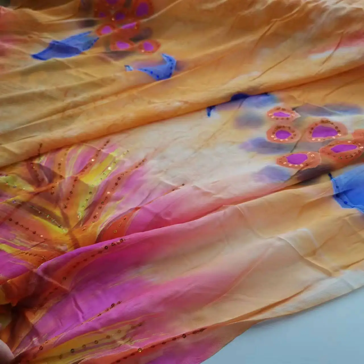 tissu georgette en soie avec paillettes, 100% soie, tissu scintillant pour robe saree, écharpe hijab toub, matériel de couture pour bricolage