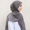 hijab instantané en mousseline de soie pour femmes, avec aimants intégrés, couleur unie, châle facile à porter, enveloppe musulmane avec sous capuchon modal