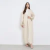 Abaya brodé sur le devant pour femmes musulmanes, robes Maxi arabes, manches longues, amples, Kaftans du moyen-orient, Jilbabs islamiques