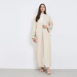 Abaya brodé sur le devant pour femmes musulmanes, robes Maxi arabes, manches longues, amples, Kaftans du moyen-orient, Jilbabs islamiques