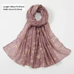 Foulard Hijab Plaqué Or pour Femme, Voile Fin et Respirant, Châle d&rsquo;Été Décontracté, Protection Solaire, Accessoires