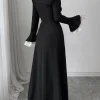 femmes robe abaya manches évasées dentelle robes de soirée musulmanes dubaï jalabiya caftan marocain robes arabe longue robe ramadan 2025