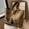 Sac fourre-tout en toile pour femmes, sac à bandoulière spacieux et Durable à la mode avec fermeture à glissière et Design classique, parfait pour le travail