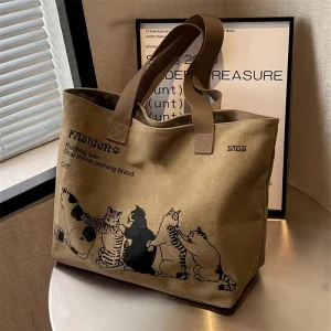 Sac fourre-tout en toile pour femmes, sac à bandoulière spacieux et Durable à la mode avec fermeture à glissière et Design classique, parfait pour le travail