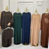 abaya robe longue musulmane unie pour femmes, manches ballon eid, robe islamique avec écharpe, robes africaines, dubaï, caftan de modestie turque