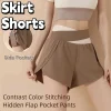 short de sport respirant 2 en 1 pour femmes, doublure intérieure, taille haute, short d'entraînement, poches latérales antidérapantes pour téléphone