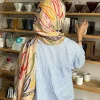 ramadan hijab bohème imprimé femmes aquarelle doux musulman hijabs léger châle enveloppement écharpe foulard été plage sarong