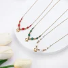 JOClassic-Collier pendentif coeur de pêche lisse pour femme, perle d&rsquo;eau douce, agate, acier inoxydable, clavicule simple exquise, bijoux
