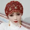 chapeau à pampilles en tissu maille pour femmes, hijabs de luxe, avec fil de diamant, chapeaux brodés, magnifique danse pour fête, fille de dubaï