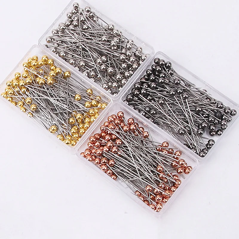 Épingles à coudre rondes en perles, 100 pièces/boîte, épingles à tête multicolores, épingles de Quilting droites pour couturière, positionnement, décoration de bijoux à faire soi-même