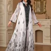 abayas pour femmes dubaï 2025 automne mode femmes musulmanes à manches longues col en v polyester longue robe maxi caftan robe musulmane femmes