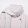 chic écharpe un bouton femmes pardessus en laine élégant à manches longues surdimensionné femme manteau 2025 automne hiver mode dame vêtements d'extérieur