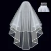 voile de mariage court en tulle avec peigne, voile de mariée blanc ivoire à deux couches pour mariée, accessoires de mariage