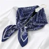foulard carré à imprimé floral de luxe pour femme, bandeau de cheveux hijab 70cm, châle en satin, ruban de sauna, 2024