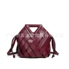sac à main tissé à la main, nouvelle mode, triangle inversé, sac seau à clip, sac à bandoulière pour femmes, style vintage, doublure en polyester