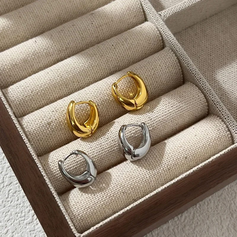 Boucles d'oreilles rondes vintage en argent regardé 925 pour femmes, boucles d'oreilles carillon en or, bijoux de prévention des allergies, accessoires de fête, cadeau