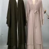 abaya ouverte en mousseline de soie pour femme musulmane, kaftan islamique, caftan marocain, robe modeste, kimono de dubaï, ramadan kebaya