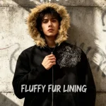 Sweat à capuche gothique pour hommes et femmes, Streetwear d&rsquo;hiver, noir, fermeture éclair, avec capuche en fourrure moelleuse, polaire chaude, veste surdimensionnée de Style urbain