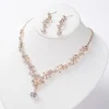 ensembles de bijoux de mariée en strass, doré brillant, exquis, esthétique, collier à breloques, boucles d'oreilles, fiançailles, mariage