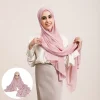 intégré magnétique 70*180 cm solide musulman en mousseline de soie hijab châles femmes écharpe tête enveloppement hijabs foulards dames foulard islamique ramadan