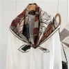 foulard 100% soie imprimé floral à l'encre, foulard 90 foulards en soie naturelle, châle pour accessoires vestimentaires à la mode
