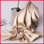 Hijabs en soie pour femmes, Bandana solide de luxe pour dames, Foulard Long de styliste, foulard musulman, couleur unie, 180cm