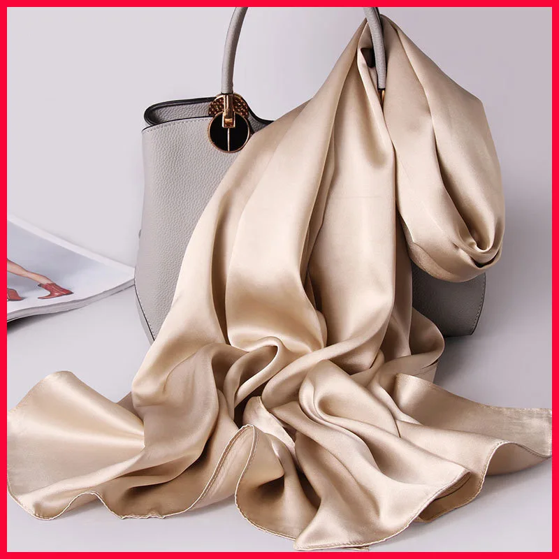 Hijabs en soie pour femmes, Bandana solide de luxe pour dames, Foulard Long de styliste, foulard musulman, couleur unie, 180cm