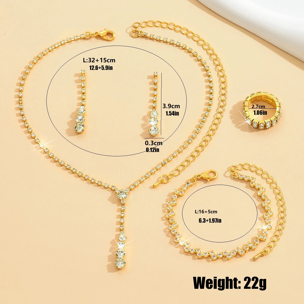 Ensemble de bijoux de bal en argent pour femmes, 5 pièces, bagues minimalistes, collier, boucles d'oreilles, Bracelet, accessoires pour robe de soirée de mariage, cadeaux