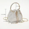 sac à bandoulière élégant avec chaîne pour femmes, couleur unie, strass scintillant, sacoche à cordon brillant, sac à main pour dîner et fête