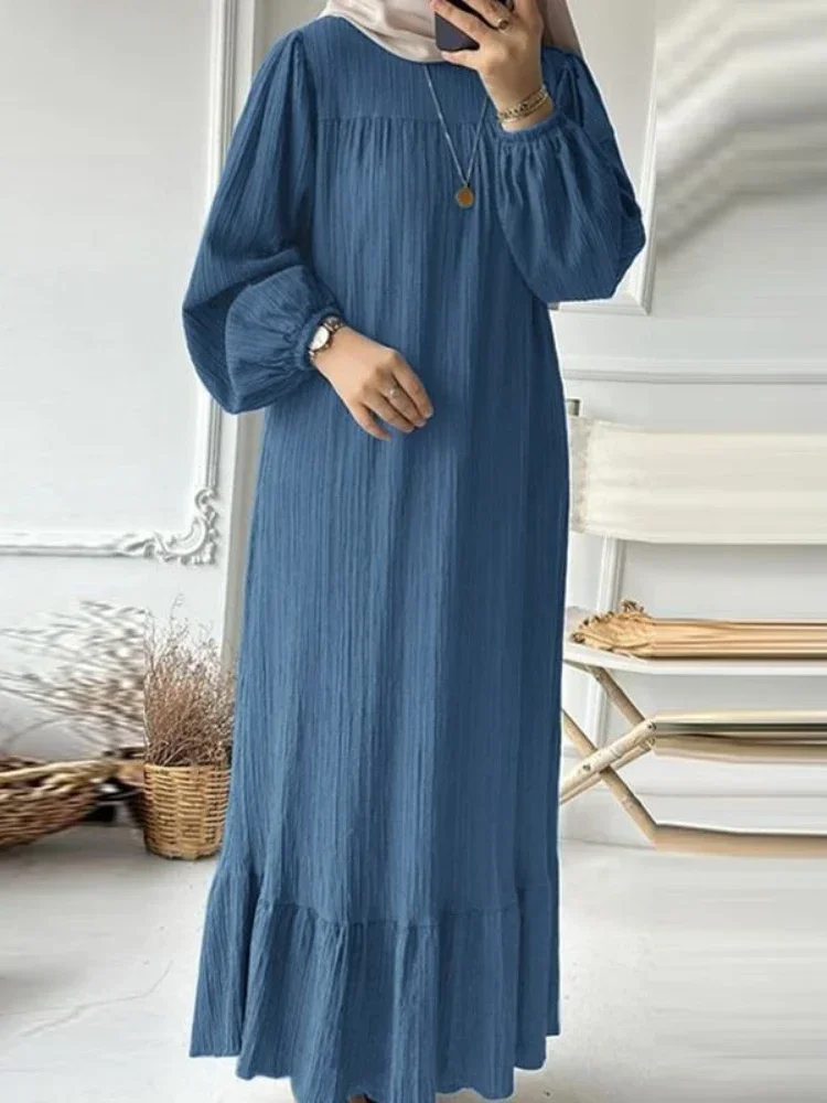 abaya robe musulmane vintage à ourlet à volants pour femmes, robes de soirée marocaines, caftan à lacets pour ramadan, islam, dubaï, robe longue arabe, eid, 2024