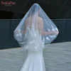 youlapan v122 voile de mariage avec couverture du visage voile de pétale de perle voile de mariée de mariage 3d organza fleurs bords coude longueur voile