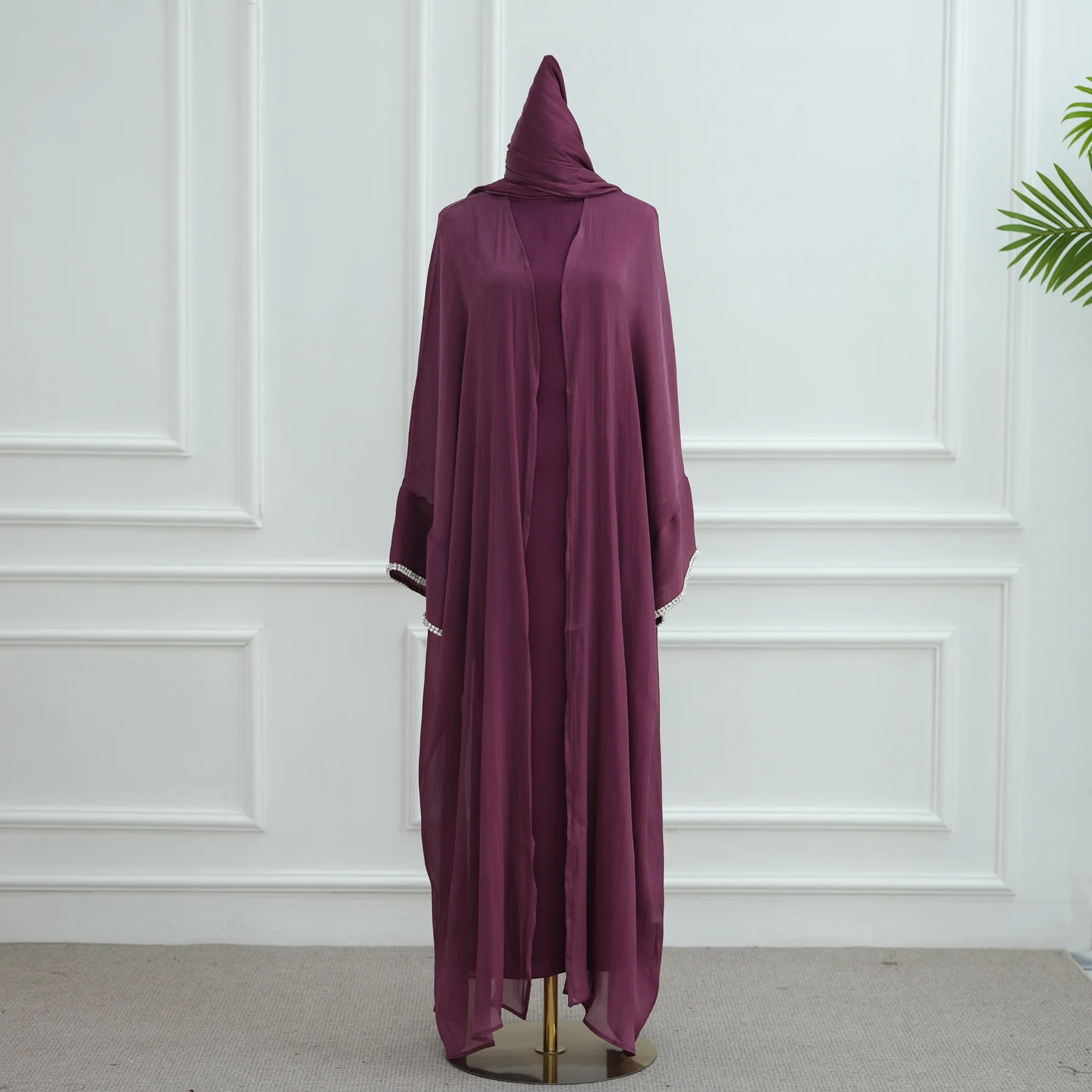 femmes musulmanes kimono cardigan diamants ouvert abaya robes écharpe longue robe dubaï turquie robe vêtements islamiques marocain eid ramadan